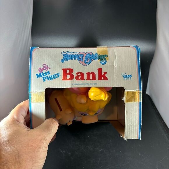 Vintage Jim Hensons Muppet Babies Miss Piggy 1989 Vinyl Piggy Bank Toy New NIB - Picture 6 of 8